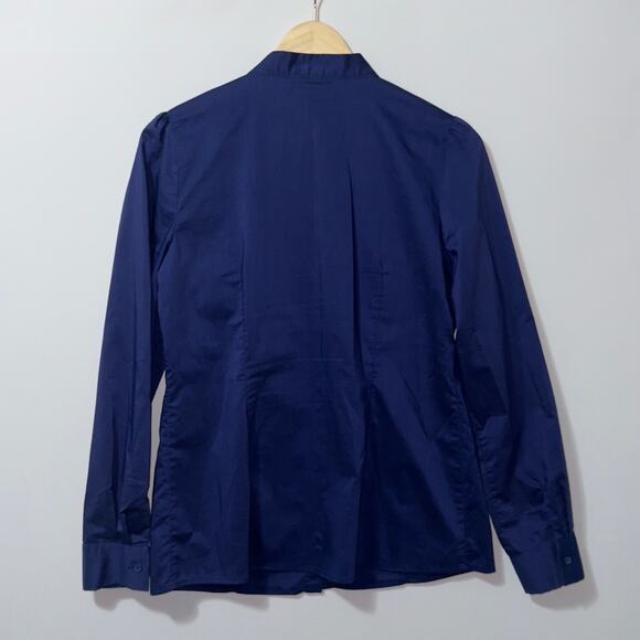 East 5th Blue Pleated v neck Button Down Shirt women’s Size Medium - Picture 2 of 6